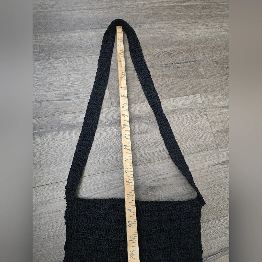 The Sak Handmade In Indonesia Black Woven Crochet Pattern Minimalist Boho